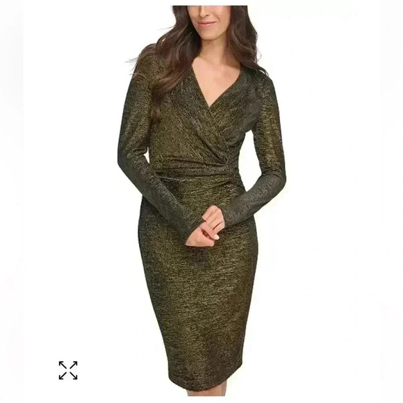 Calvin Klein Metallic Faux-Wrap Sheath  Dress sz 12 - Picture 10 of 10